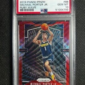 2019 Michael Porter Jr. Panini Prizm Red Ruby Wave Prizm #88 PSA 10 Gem Mint